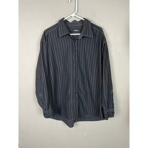 Cultura International Black Pinstripe Button-Up Dress Shirt, Size 3X